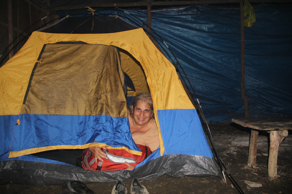 The first night, we had to sleep in a tent they set up in the kitchen since the guesthouse was full.