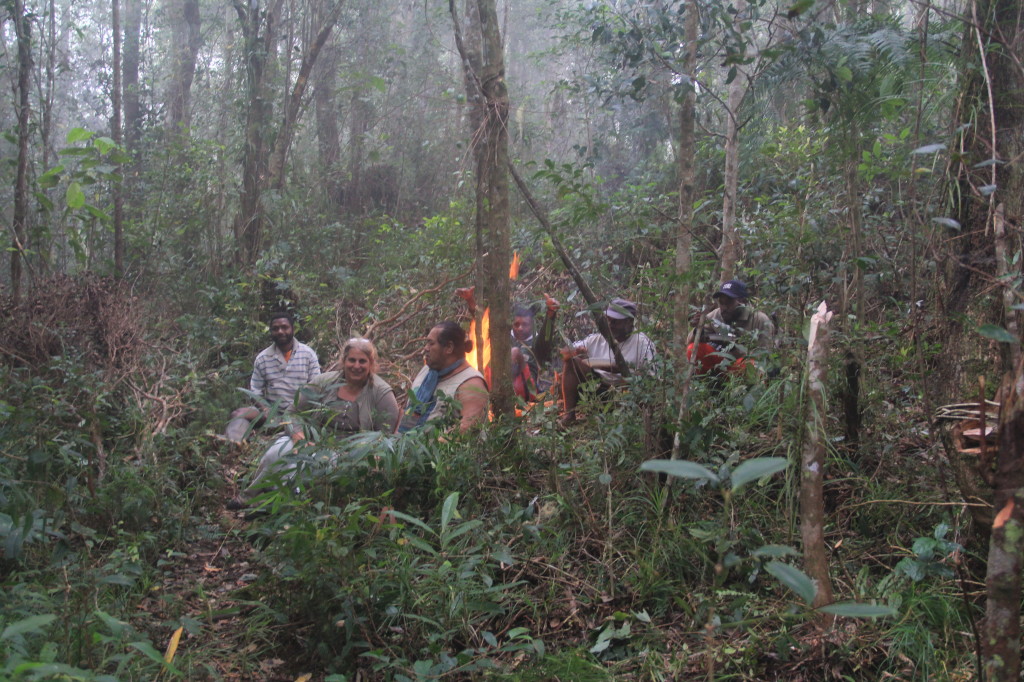 Everyone gathered around the campfire, it got pretty chilly at night.