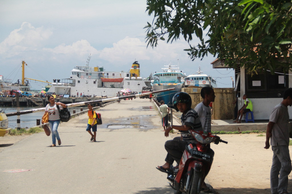 Walk down the pier, ferry is on the left.