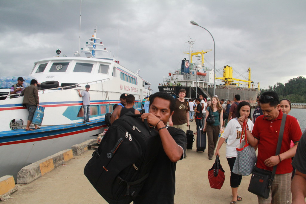 View of ferry at Waisai dock